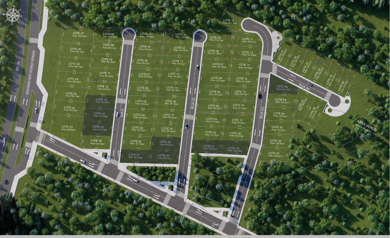 Mapa aereo do loteamento Jardim do Farol