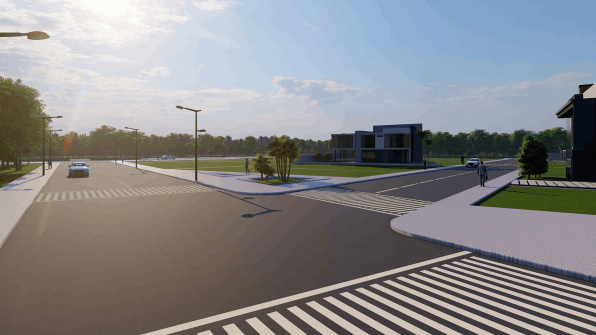 Cruzamento com faixas de pedestres