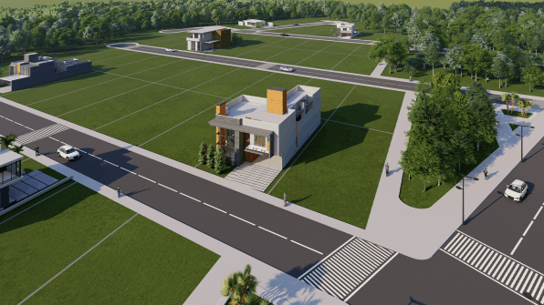 Vista aerea 3D do loteamento Jardim do Farol