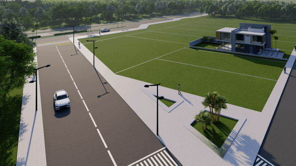 Vista aerea com casas construidas